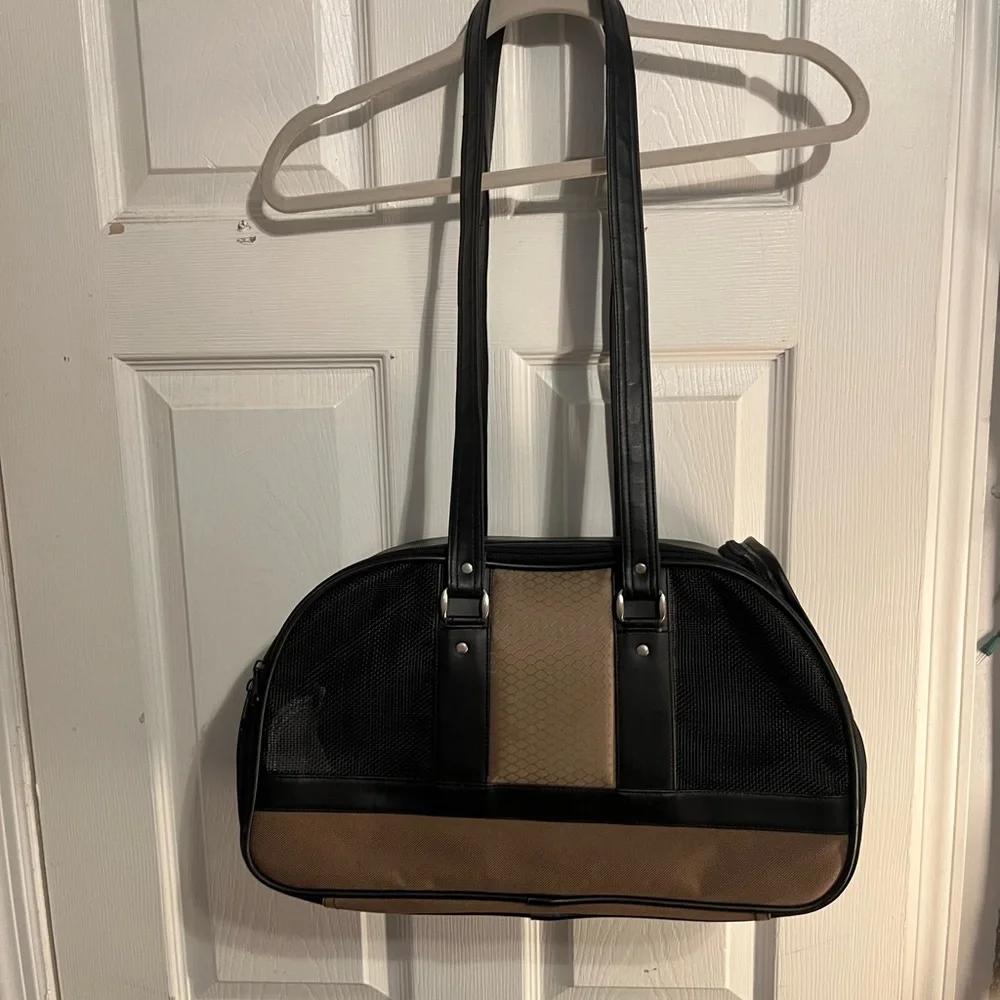 Stylish Black and Brown Dog Carrier Like New
